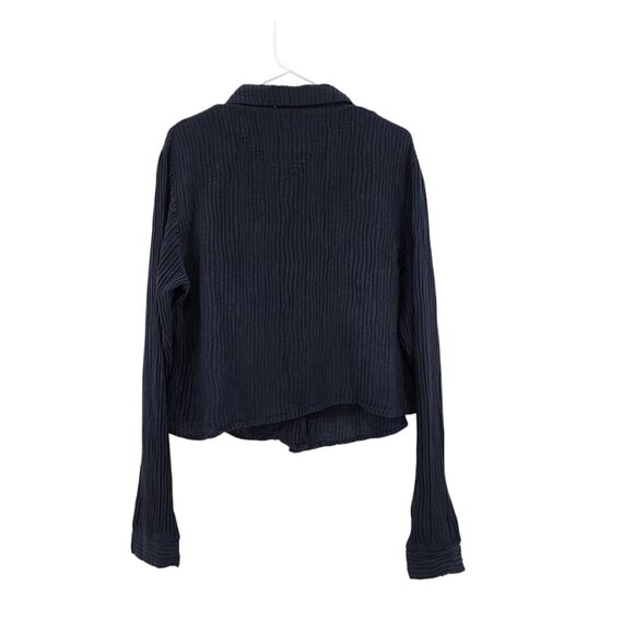 Cynthia Ashby Women's Silk Linen Blend Plisse Dress Shirt - L - Picture 4 of 9